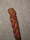 Antique Twisted Walking Stick With Hand-Carved Collared Elvis Head Top 92cm