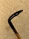 Antique Two Tone Ebony Walking Stick Hand-Carved Hoof Bovine Horn Handle