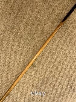 Antique Two Tone Ebony Walking Stick Hand-Carved Hoof Bovine Horn Handle