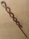 Antique Two Tone Treen Walking Stick Cane Hand-Carved Snake With Glass Eyes