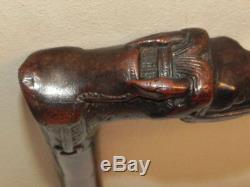 Antique Victorian Carved Horse Racing Country Hunting Walking Stick Cane Bridle