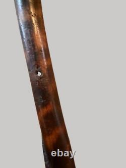 Antique Victorian Quality Hardwood Walking Stick Carved Snake