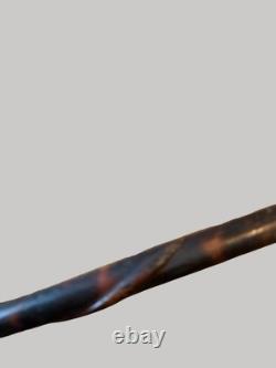 Antique Victorian Quality Hardwood Walking Stick Carved Snake