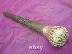 Antique Victorian gold filled walking stick cane parasol handle, carved wood