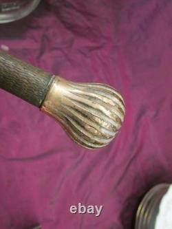 Antique Victorian gold filled walking stick cane parasol handle, carved wood