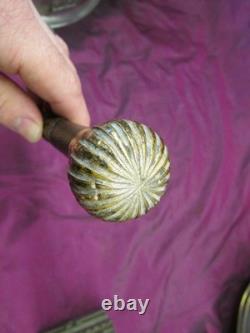 Antique Victorian gold filled walking stick cane parasol handle, carved wood