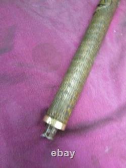 Antique Victorian gold filled walking stick cane parasol handle, carved wood