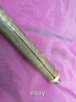 Antique Victorian gold filled walking stick cane parasol handle, carved wood