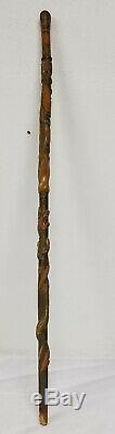 Antique Vinate Folk Art Americana Carved Cane Walking Stick Eagle Southern Palm