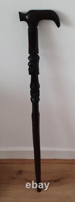Antique Vintage African Hand Carved Ebony Walking Stick Cane 87 cm