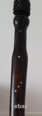 Antique Vintage African Hand Carved Ebony Walking Stick Cane 87 cm