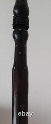 Antique Vintage African Hand Carved Ebony Walking Stick Cane 87 cm