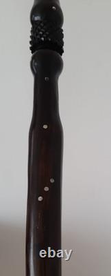 Antique Vintage African Hand Carved Ebony Walking Stick Cane 87 cm