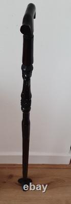Antique Vintage African Hand Carved Ebony Walking Stick Cane 87 cm