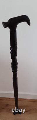 Antique Vintage African Hand Carved Ebony Walking Stick Cane 87 cm