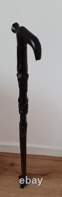 Antique Vintage African Hand Carved Ebony Walking Stick Cane 87 cm