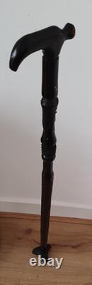Antique Vintage African Hand Carved Ebony Walking Stick Cane 87 cm
