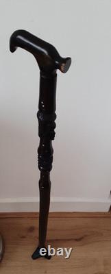 Antique Vintage African Hand Carved Ebony Walking Stick Cane 87 cm