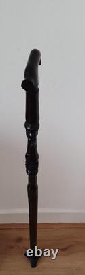 Antique Vintage African Hand Carved Ebony Walking Stick Cane 87 cm
