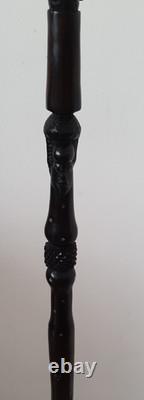 Antique Vintage African Hand Carved Ebony Walking Stick Cane 87 cm