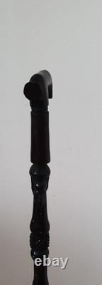 Antique Vintage African Hand Carved Ebony Walking Stick Cane 87 cm