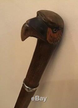 Antique/Vintage Carved Eagle Head Dress/Walking Cane