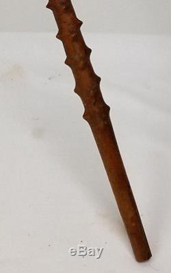 Antique Vintage Carved Folk Art Americana Spiked Cane Walking Stick Wood