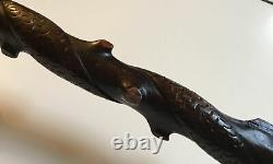 Antique/Vintage Folk Art Carved Snake Walking Cane