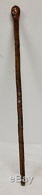 Antique Vintage Folky Americana Carved Wood Cane Walking Stick