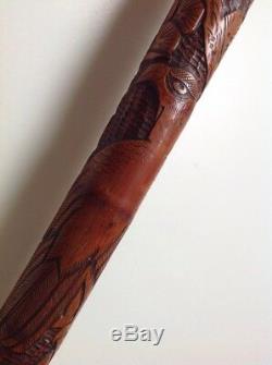 Antique/Vintage Japanese Carved Bamboo Cane