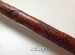 Antique/Vintage Japanese Carved Bamboo Cane