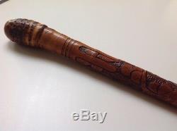 Antique/Vintage Japanese Carved Bamboo Cane