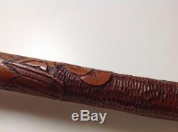 Antique/Vintage Japanese Carved Bamboo Cane