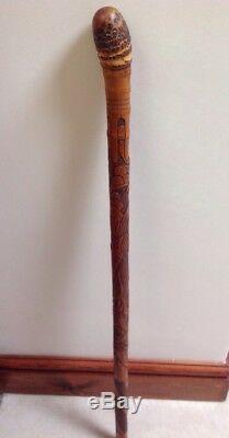 Antique/Vintage Japanese Carved Bamboo Cane