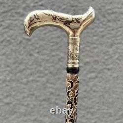 Antique Vintage Special Carved Silver Headed Wooden Walking Stick