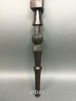 Antique Vtg. African Walking Stick/Fertility Totem, Hand Carved Staff Hard Wood