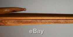 Antique Vtg Dated 1918 Folk Art Carved Wooden Cane Bible Verses Walking Stick