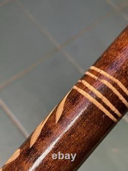 Antique Walking Stick Black Forest Bear Style Handle Carved Staff 34in Superb