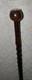 Antique Walking Stick / Cane Ball Handle With Silver End Carved Twisted Shaft