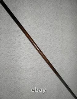 Antique Walking / Stick Cane Carved Hand Hallmarked 1914 Silver Collar C. Walker