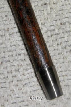Antique Walking / Stick Cane Carved Hand Hallmarked 1914 Silver Collar C. Walker