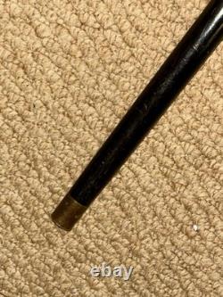 Antique Walking Stick / Cane Carved Kris Hilt & Hallmarked 1917 Silver Collar