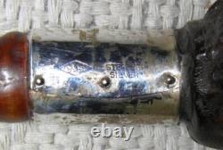 Antique Walking Stick Cane Carved Pug Dog Head Handle Hallmarked Silver Collar