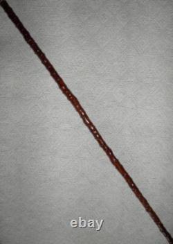 Antique Walking Stick Cane Carved Pug Dog Head Handle Hallmarked Silver Collar