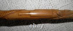 Antique Walking Stick Cane Entirely Carved Shaft Silver Collar Hallmarked 1919