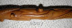 Antique Walking Stick Cane Entirely Carved Shaft Silver Collar Hallmarked 1919