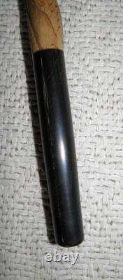 Antique Walking Stick Cane Entirely Carved Shaft Silver Collar Hallmarked 1919