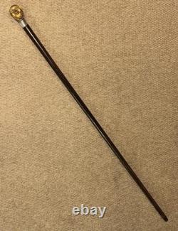 Antique Walking Stick / Cane Hand-Carved Antler Man & Hallmarked 1923 Silver