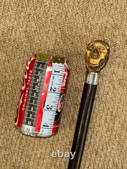 Antique Walking Stick / Cane Hand-Carved Antler Man & Hallmarked 1923 Silver