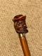 Antique Walking Stick Cane Hand-Carved Bearded Man with Hat & Brass Collar